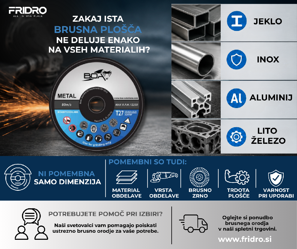 Izbira brusne plošče glede na material
